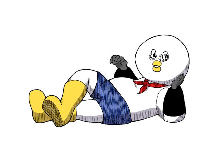 はくおやじがごろんと横になっているイラスト